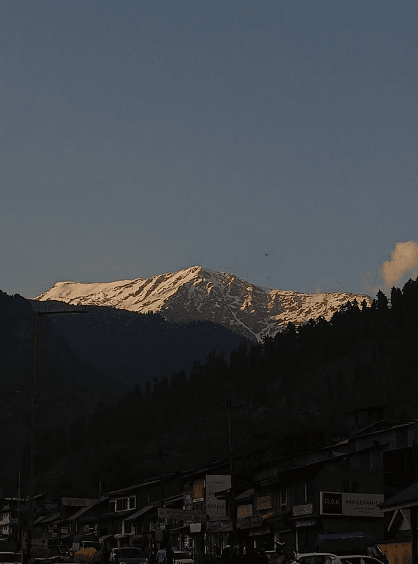 Mountain village at twilight